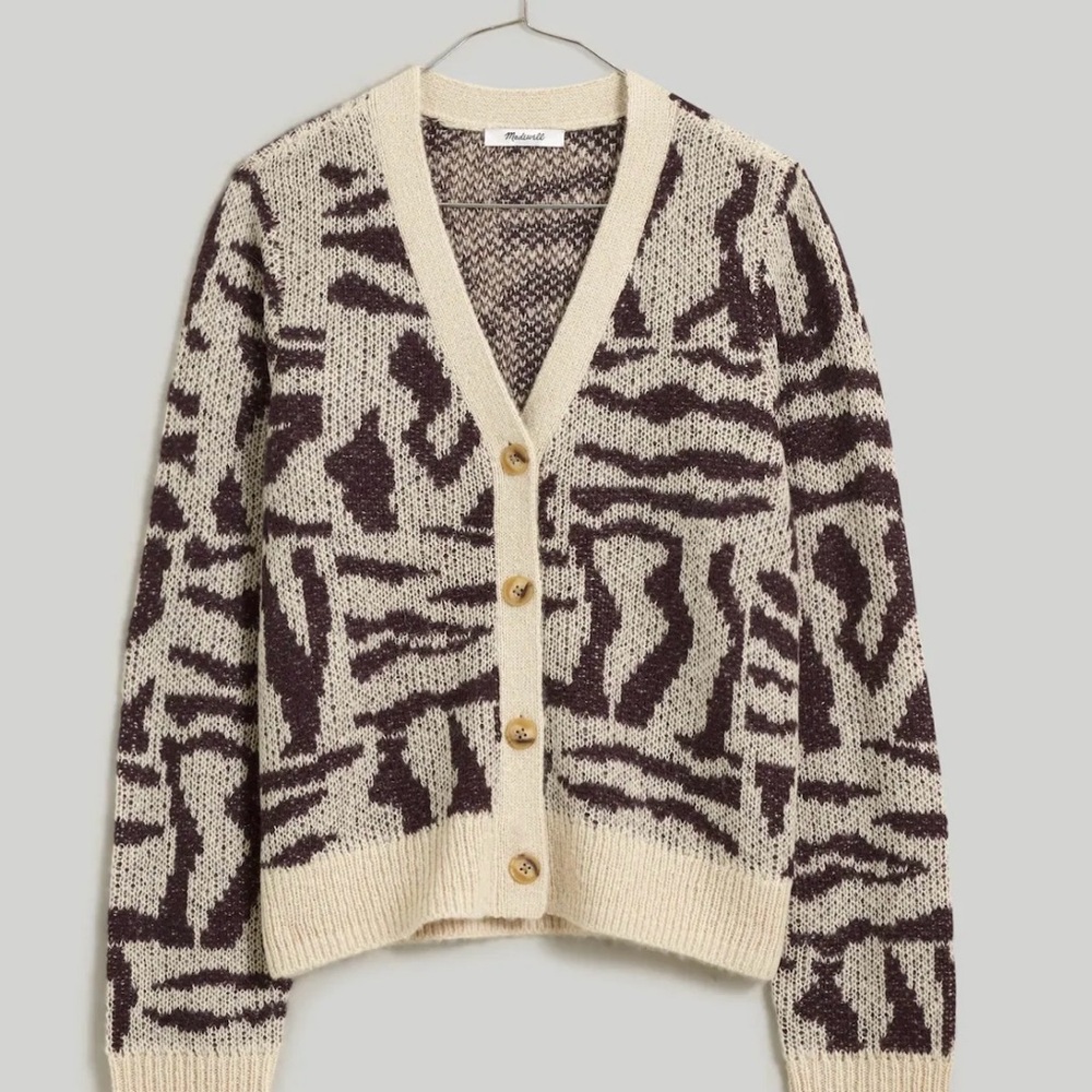 Madewell V-Neck Cardigan in Abstract Animal